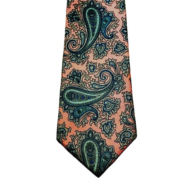 Strathmore Vintage Tie REPP Weave Paisley Pink Blue Floral Italian Silk - Picture 2 of 9